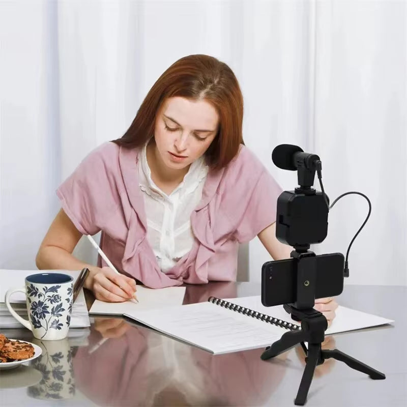 Ultimate Smartphone Vlogging Kit: Tripod, Mini Microphone & LED Light for Stunning TikTok & YouTube Videos