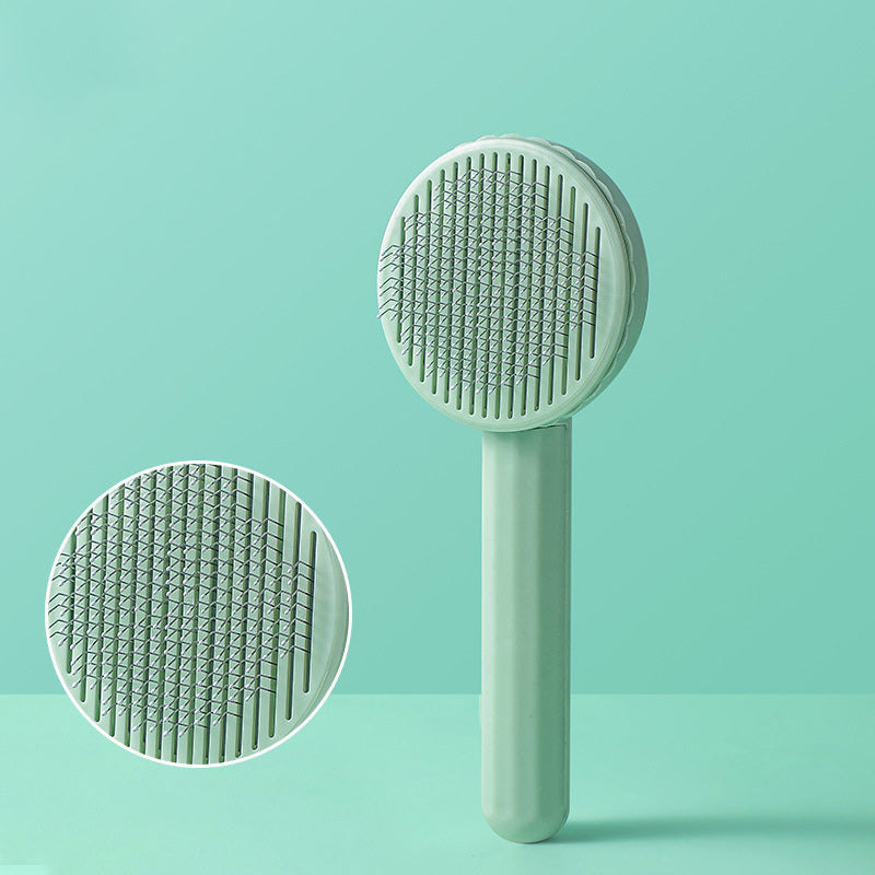 Self-Cleaning Pet Grooming Brush – Fine Wire Bristles, Gentle on Skin, Comfort Grip
