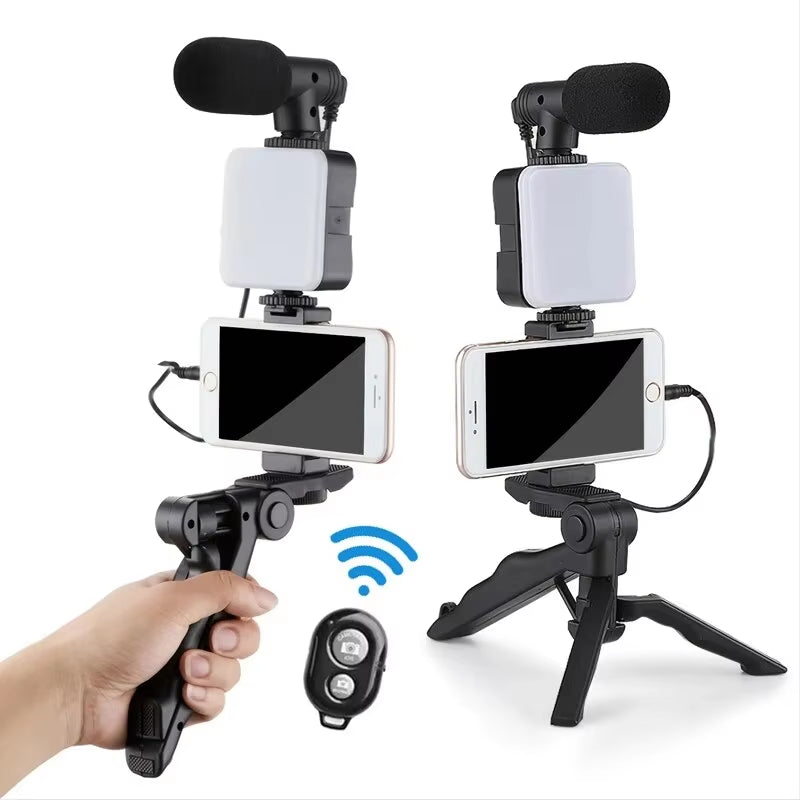 Ultimate Smartphone Vlogging Kit: Tripod, Mini Microphone & LED Light for Stunning TikTok & YouTube Videos