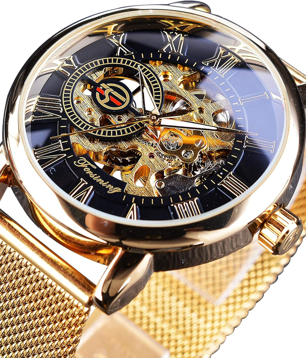 Elevate Your Style with the Golden Men’s Skeleton Steampunk Mechanical Watch - A Retro Minimalist Marvel