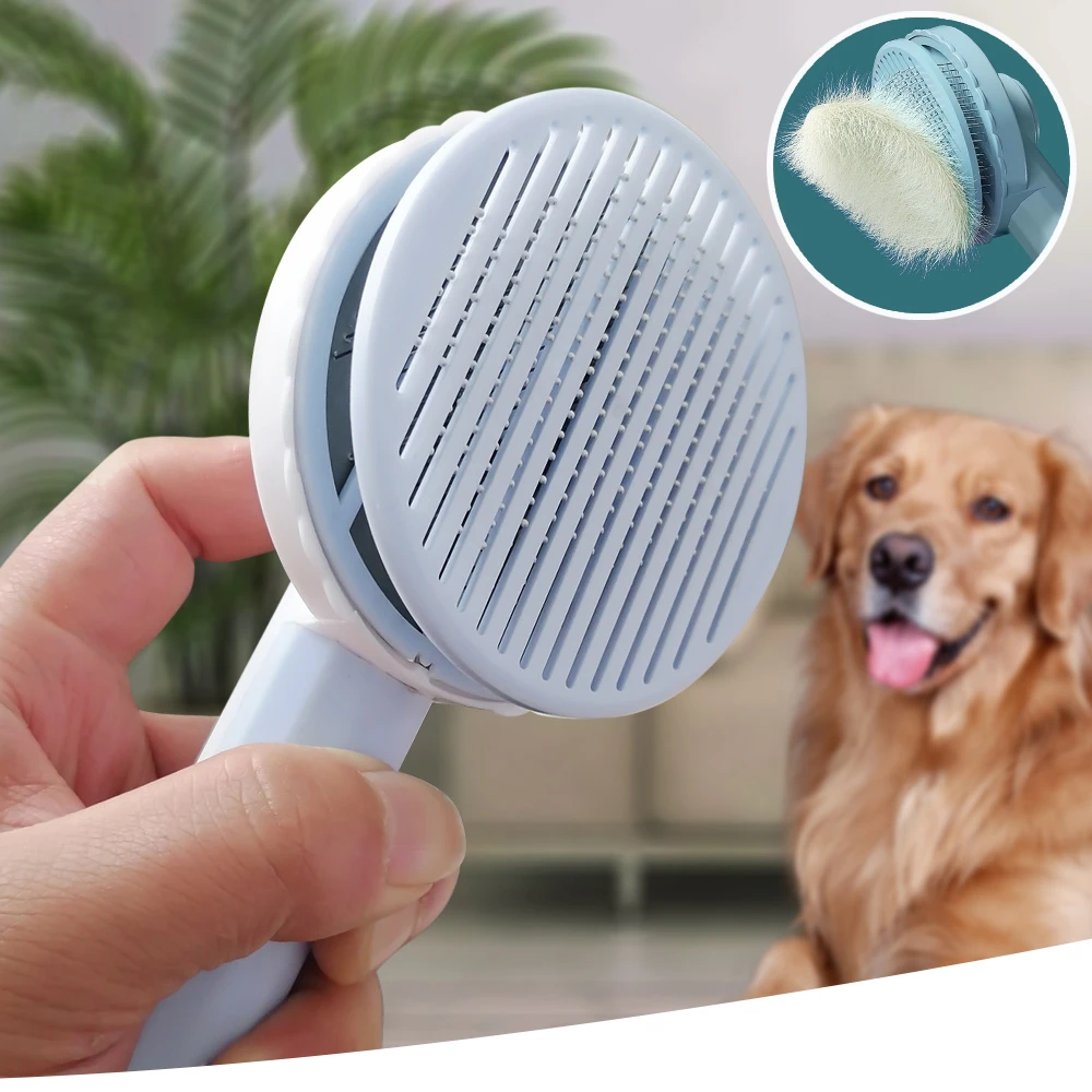 Self-Cleaning Pet Grooming Brush – Fine Wire Bristles, Gentle on Skin, Comfort Grip