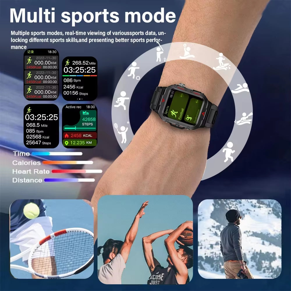Explore the Ultimate Outdoor Companion: Men's Smart Watch with LED Flashlight and Health Monitoring Features