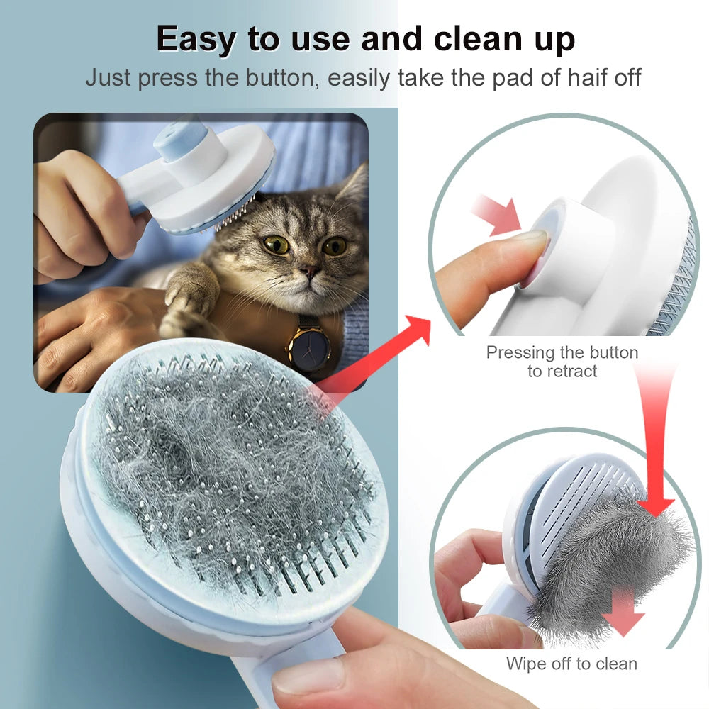 Self-Cleaning Pet Grooming Brush – Fine Wire Bristles, Gentle on Skin, Comfort Grip