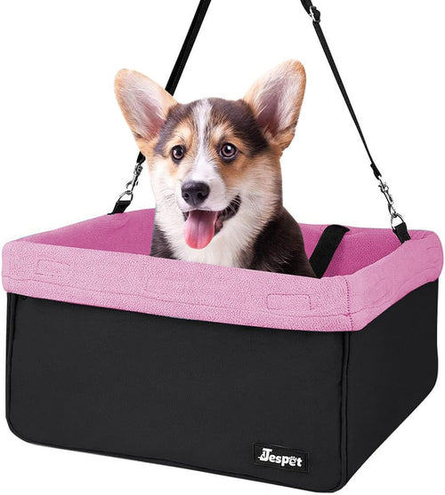 & GOOPAWS Dog Booster Seats for Cars, Portable Dog Car Seat Travel Carrier with Seat Belt for 24Lbs Pets