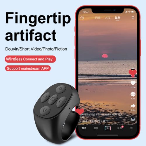 Bluetooth Phone Remote Control Ring – Scroll, Like, Play & Pause TikTok Hands-Free | 86Hr Battery