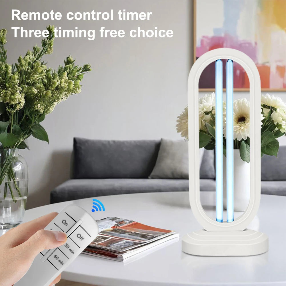 UVC Light Sanitizer Lamp with Remote Control – 38W, 3 Timer Settings, Covers 40m²