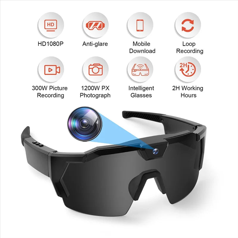 POV Camera Glasses – HD Video Recording, 12MP, 2Hr Battery | Cycling, Running & Outdoor