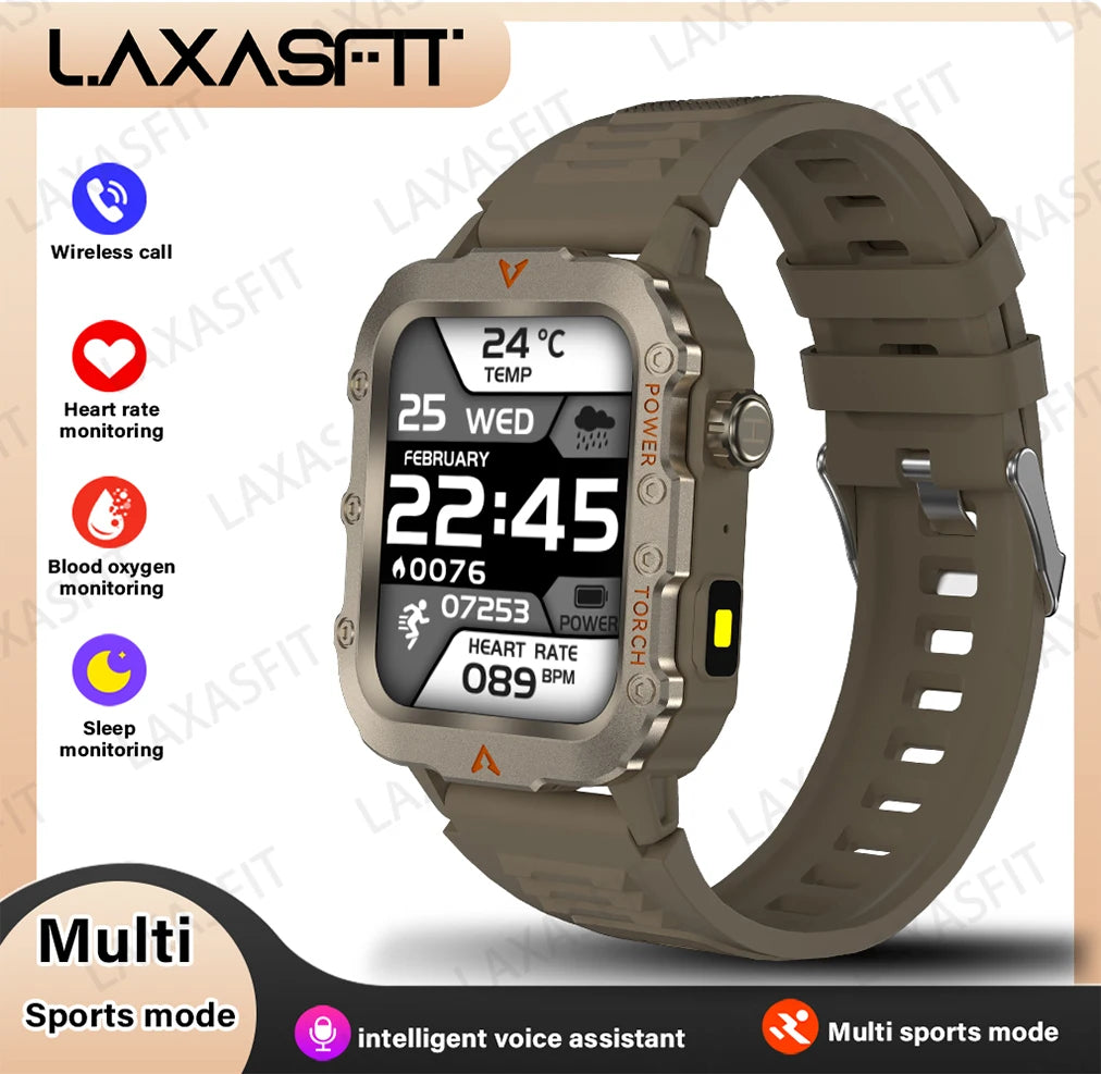 Explore the Ultimate Outdoor Companion: Men's Smart Watch with LED Flashlight and Health Monitoring Features