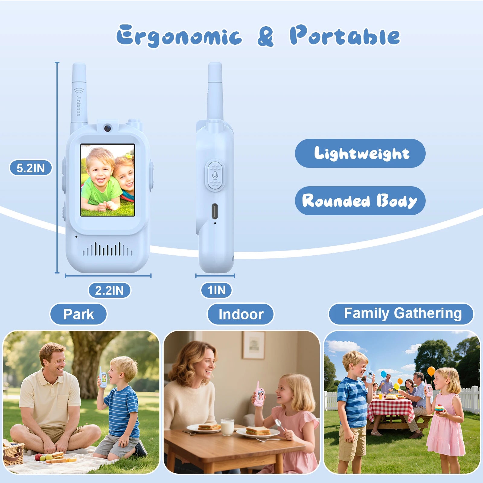 Kids Video Walkie Talkies – Video Call, 400m Range, Voice Changer, Rechargeable | Ages 3+