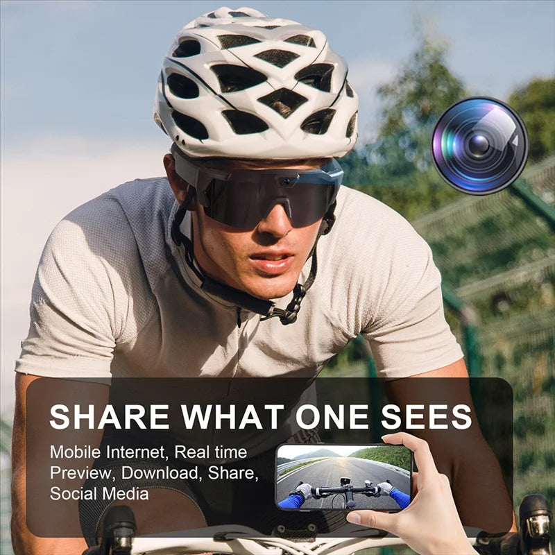 POV Camera Glasses – HD Video Recording, 12MP, 2Hr Battery | Cycling, Running & Outdoor