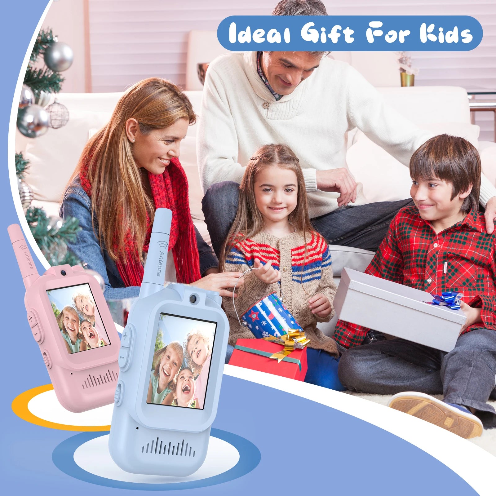 Kids Video Walkie Talkies – Video Call, 400m Range, Voice Changer, Rechargeable | Ages 3+
