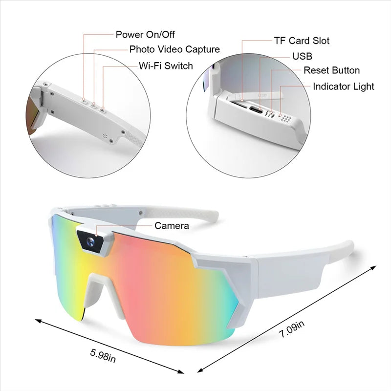 POV Camera Glasses – HD Video Recording, 12MP, 2Hr Battery | Cycling, Running & Outdoor