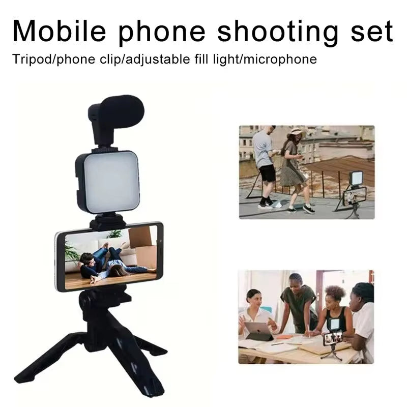 Ultimate Smartphone Vlogging Kit: Tripod, Mini Microphone & LED Light for Stunning TikTok & YouTube Videos