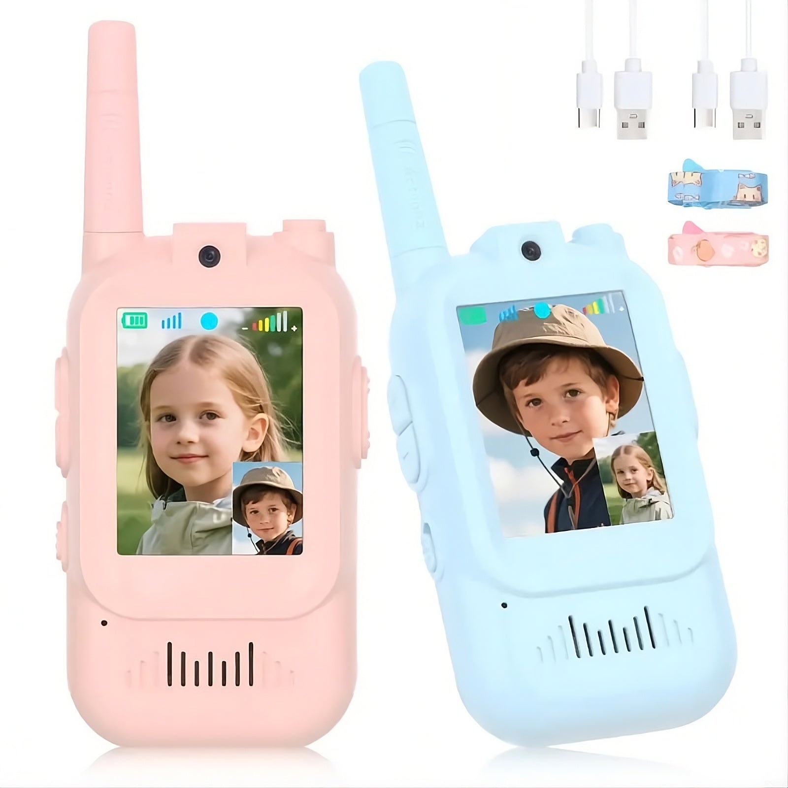 Kids Video Walkie Talkies – Video Call, 400m Range, Voice Changer, Rechargeable | Ages 3+
