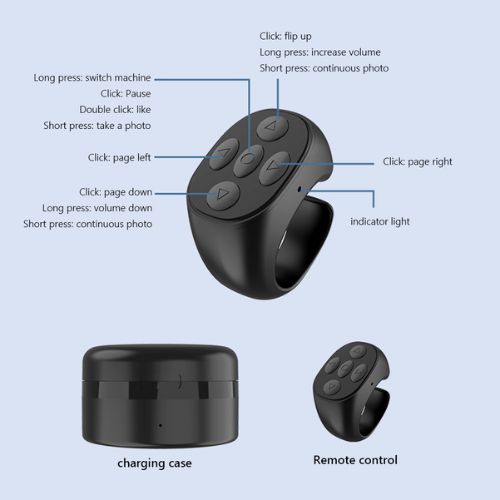 Bluetooth Phone Remote Control Ring – Scroll, Like, Play & Pause TikTok Hands-Free | 86Hr Battery