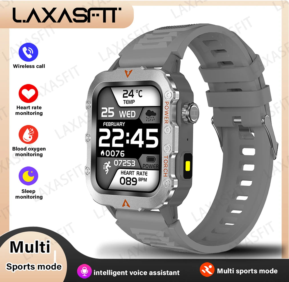 Explore the Ultimate Outdoor Companion: Men's Smart Watch with LED Flashlight and Health Monitoring Features