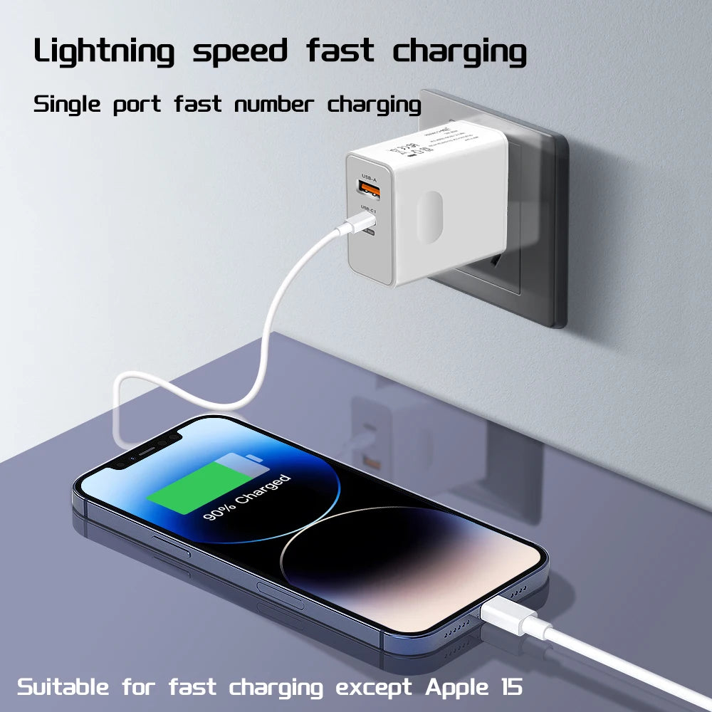 Experience Lightning-Fast Charging with Our 120W USB Type C PD Quick Charger - Perfect for iPhone, Xiaomi, Samsung, OnePlus, and Pixel Devices!